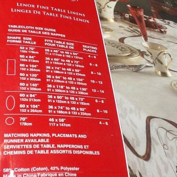old stock (brand new in pkg) Lenox Christmas Holiday Nouveau 60x84" Tablecloth - Picture 5 of 6